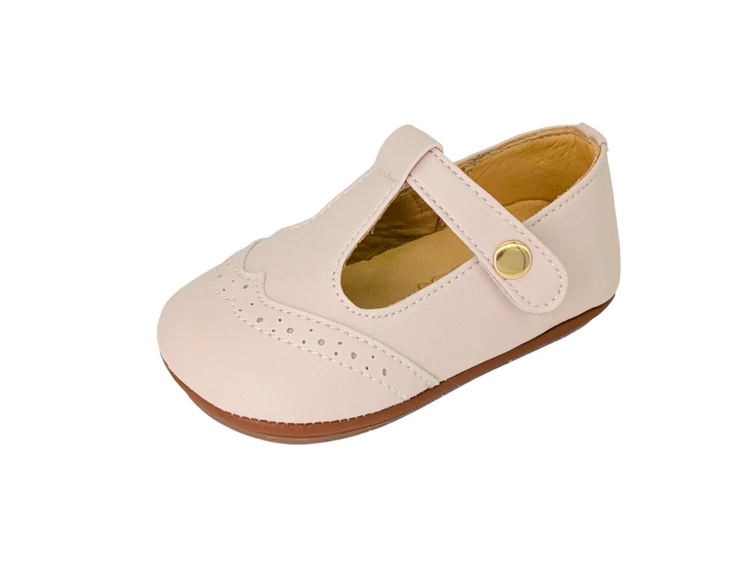 beige T-strap Mary Jane toddler shoes